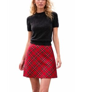 J.Crew Womens Red Tartan Plaid A-Line Mini Skirt CC682 Size XS NWT Holiday